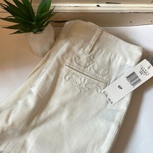 LAUREN Ralph Lauren Embroidered pearl ivory Shorts cropped pants capris NWT 6P